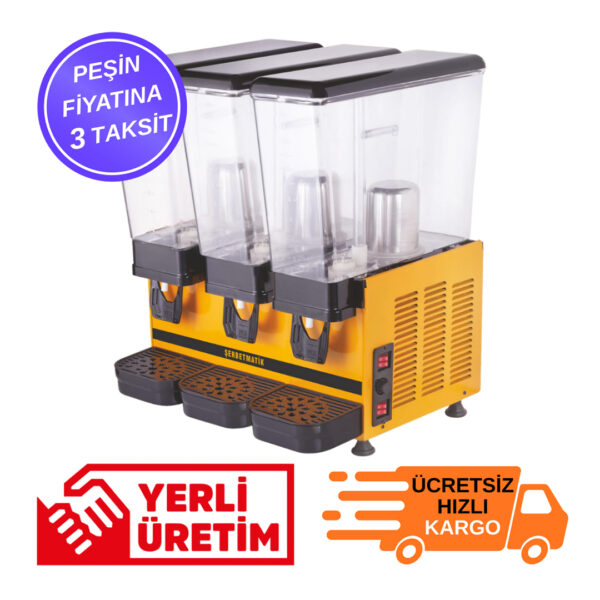 Şerbetmatik 3×20 Litre Fıskiyeli Üçlü Limonata Makinesi